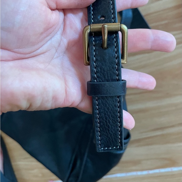 Fossil Emerson Leather Large Satchel Handbag w/Crossbody Strap - Black - Picture 11 of 12